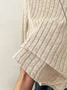 Lace Crochet Design Daily Plain Casual Crew Neck Loose H-Line Long Sleeve T-Shirt