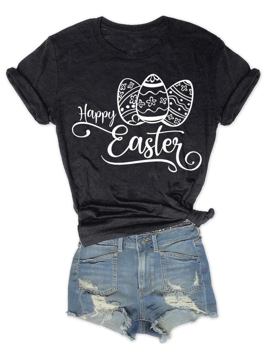 Easter Graphic Short Sleeve Round Neck Loose Tee