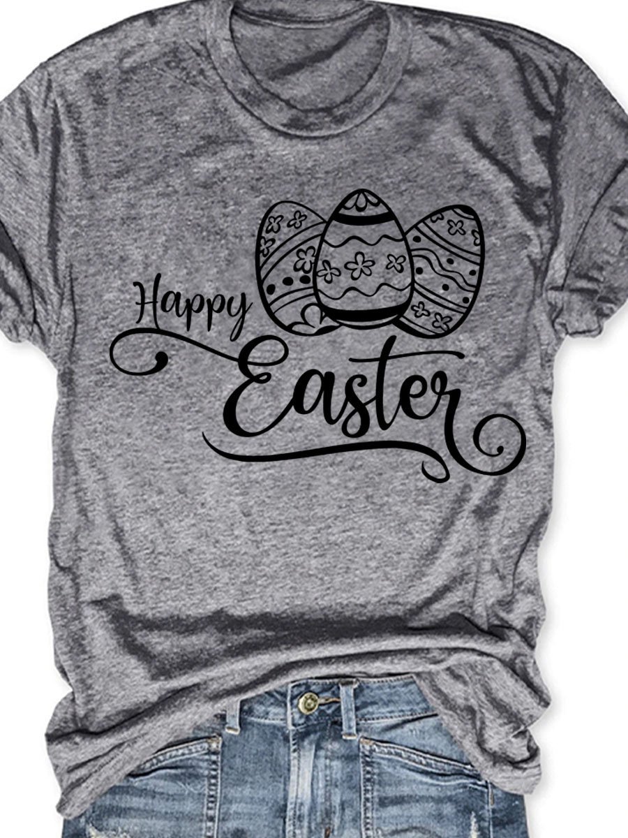 Easter Graphic Short Sleeve Round Neck Loose Tee