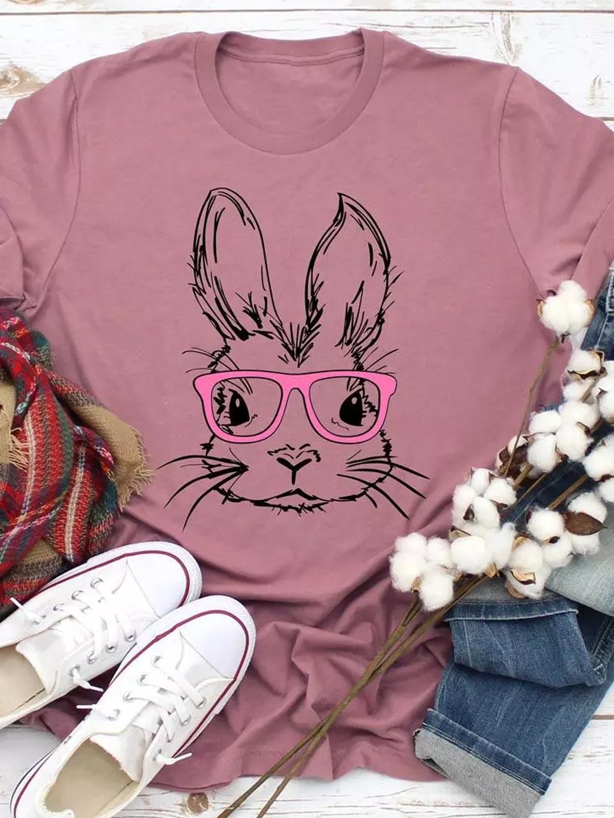 Easter Day Bunnyr Casual Shirt Collar T-shirt