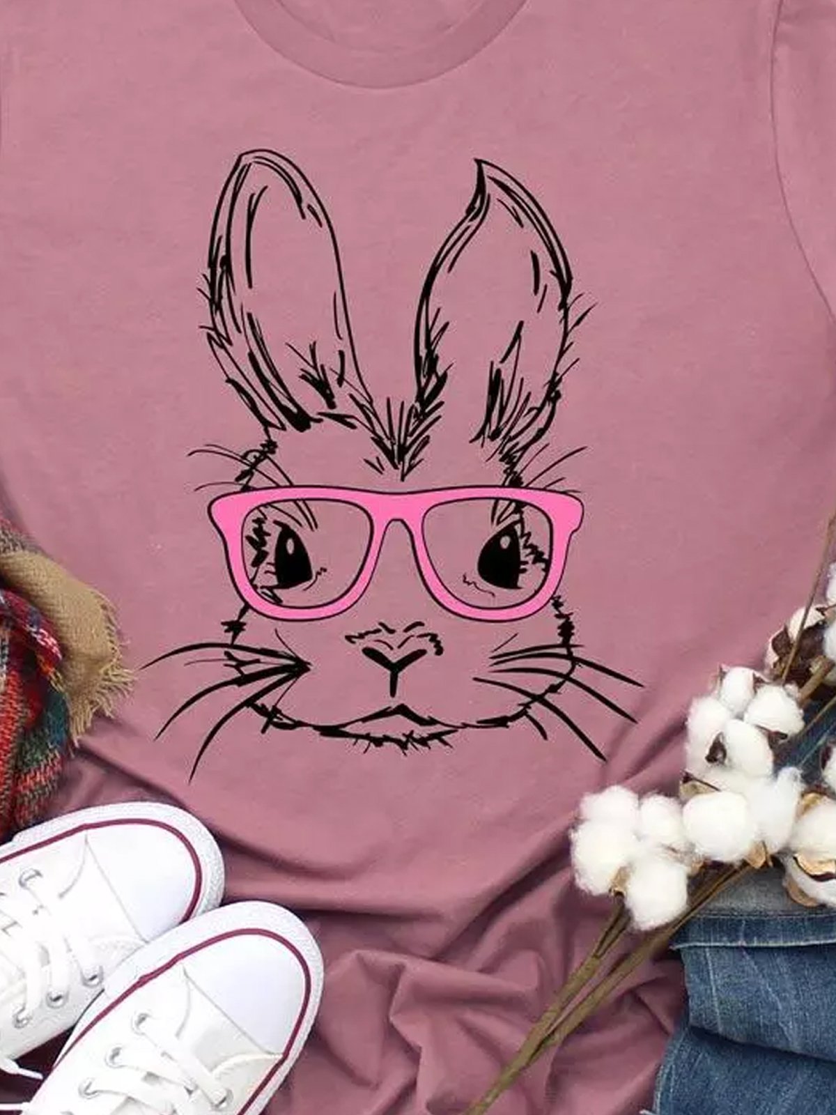 Easter Day Bunnyr Casual Shirt Collar T-shirt