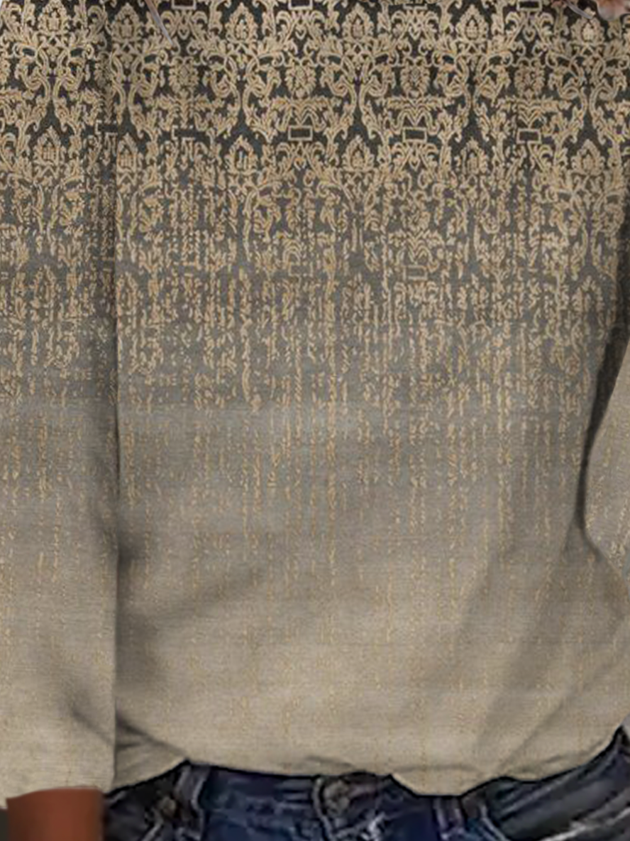 Ethnic Printed Long Sleeve Casual T-Shirt