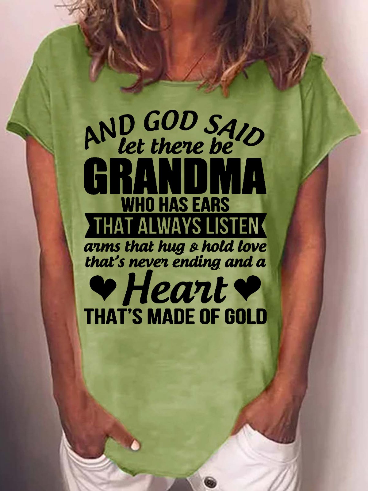 Womens And God Said Let There Be Grandma Letters T-Shirt