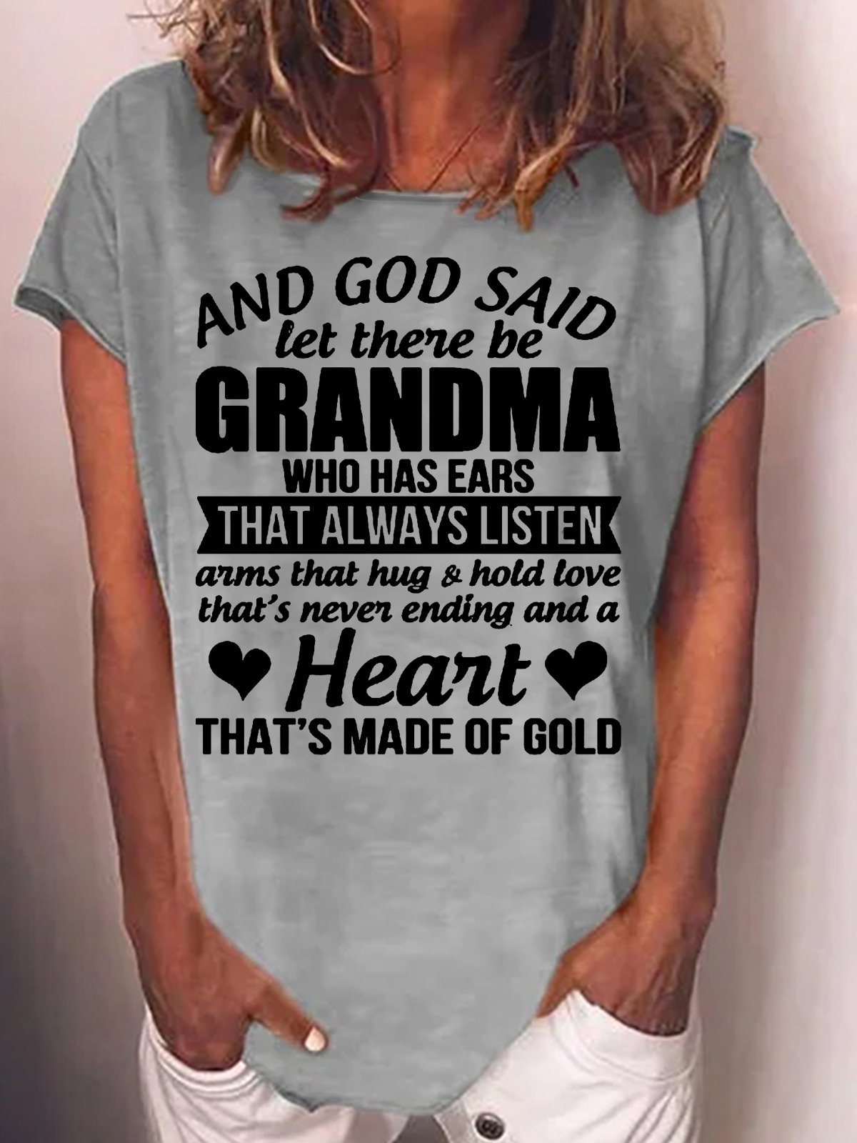 Womens And God Said Let There Be Grandma Letters T-Shirt