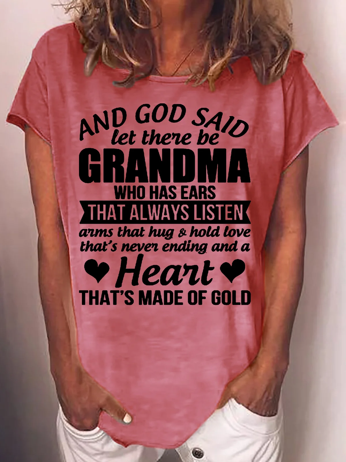 Womens And God Said Let There Be Grandma Letters T-Shirt