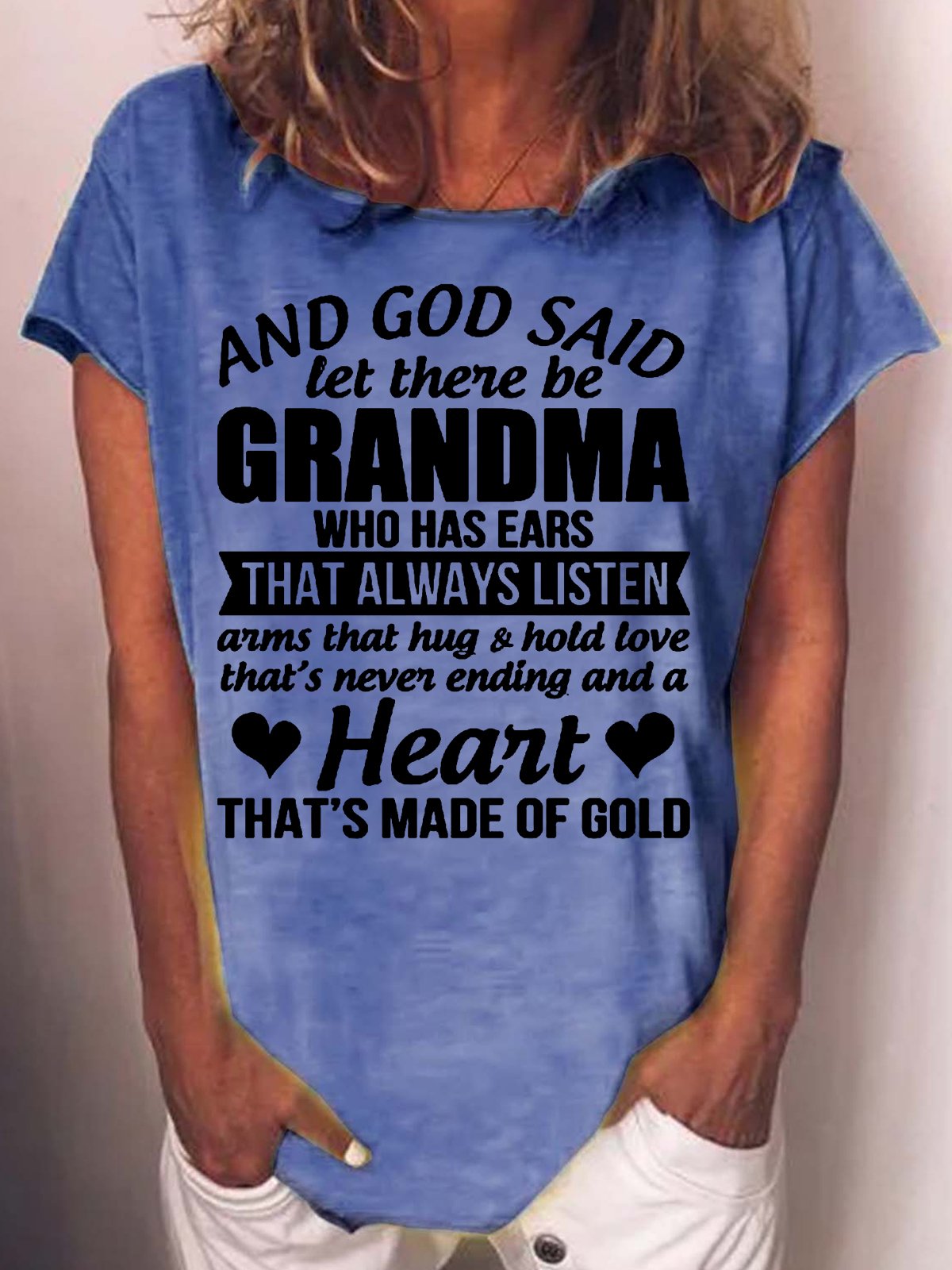 Womens And God Said Let There Be Grandma Letters T-Shirt