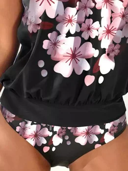 Floral Scoop Neck Vacation Tankini
