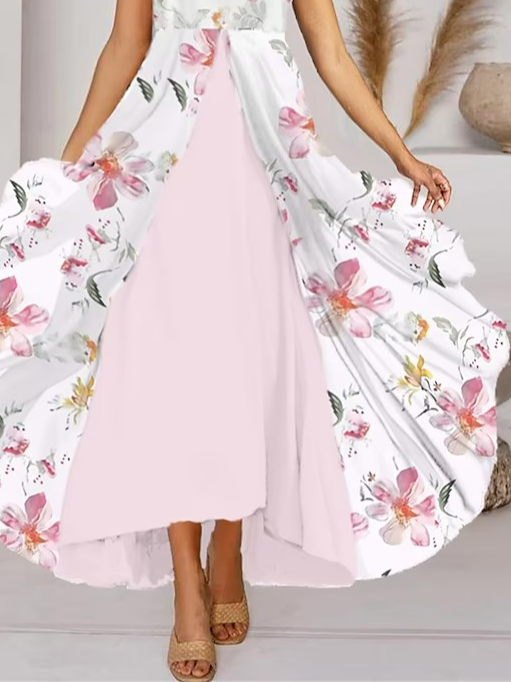 Elegant Lace Floral V Neck Dress