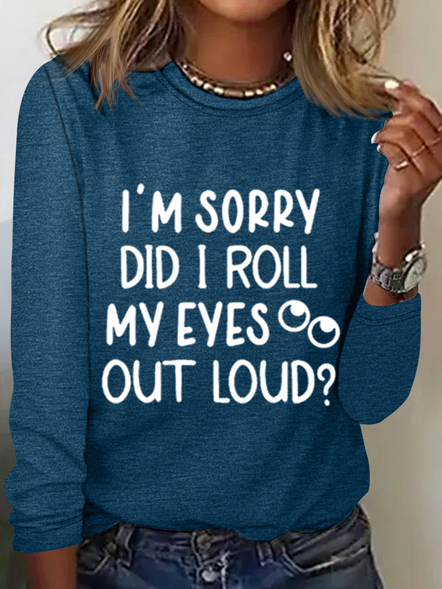 Women's Funny Word Casual Regular Fit Long Sleeve Shirt