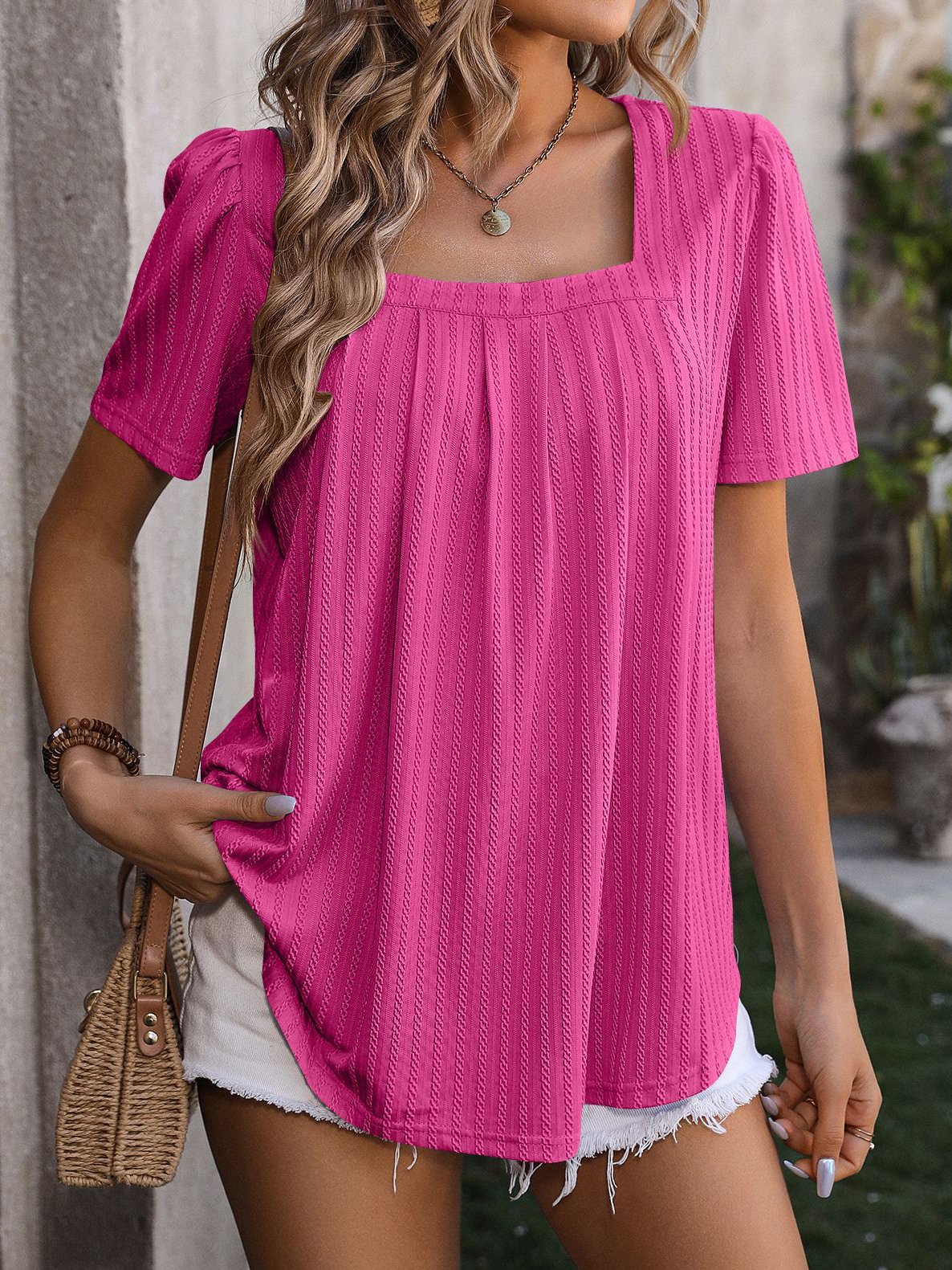 Casual Loose Knitted Square Neck Shirt