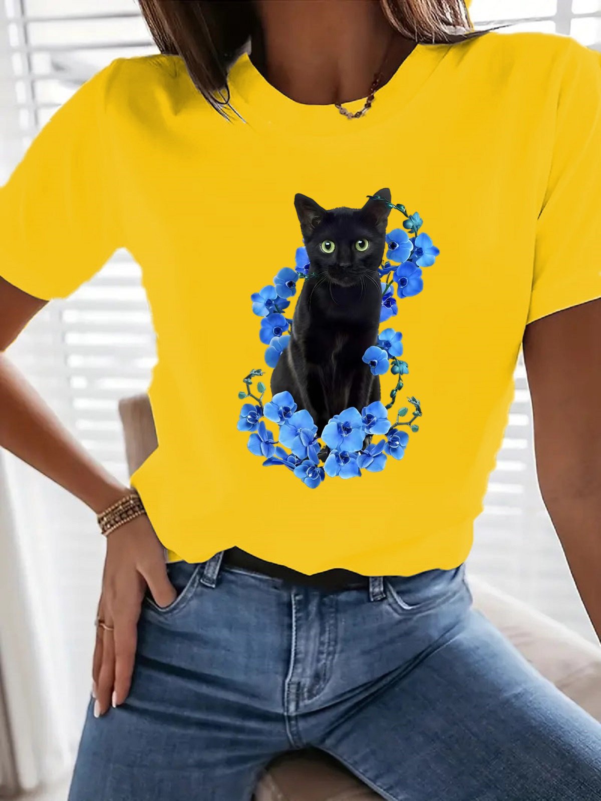 Loose Cotton Cat Casual T-Shirt