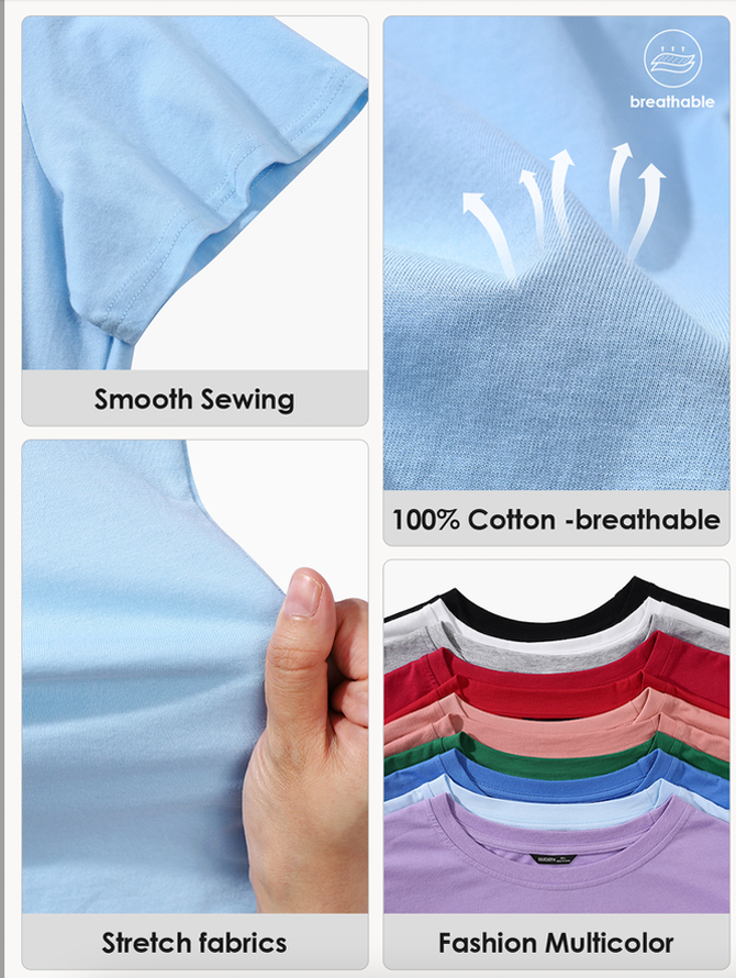 Text Letters Casual Crew Neck T-Shirt