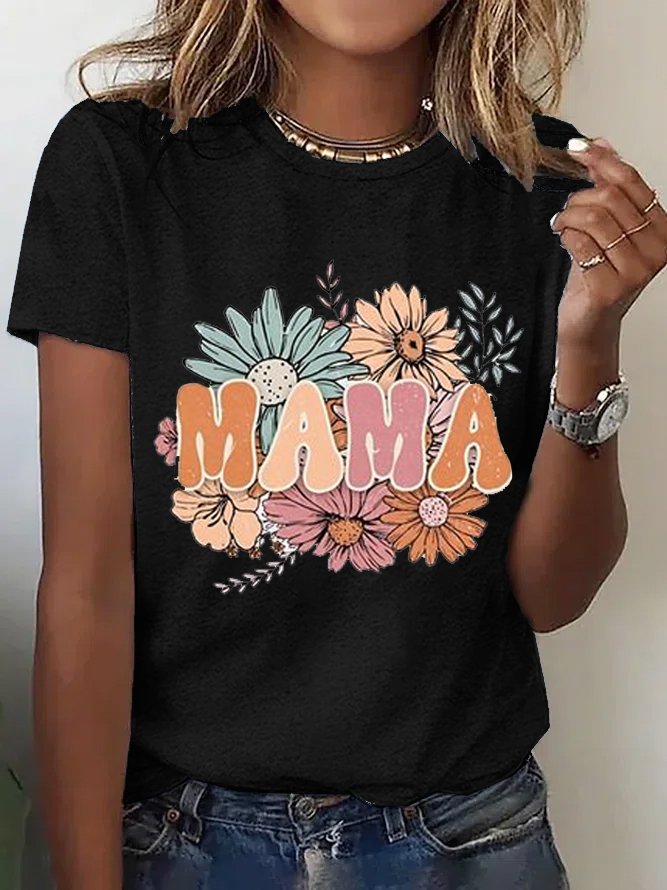 Loose Casual Floral Crew Neck T-Shirt