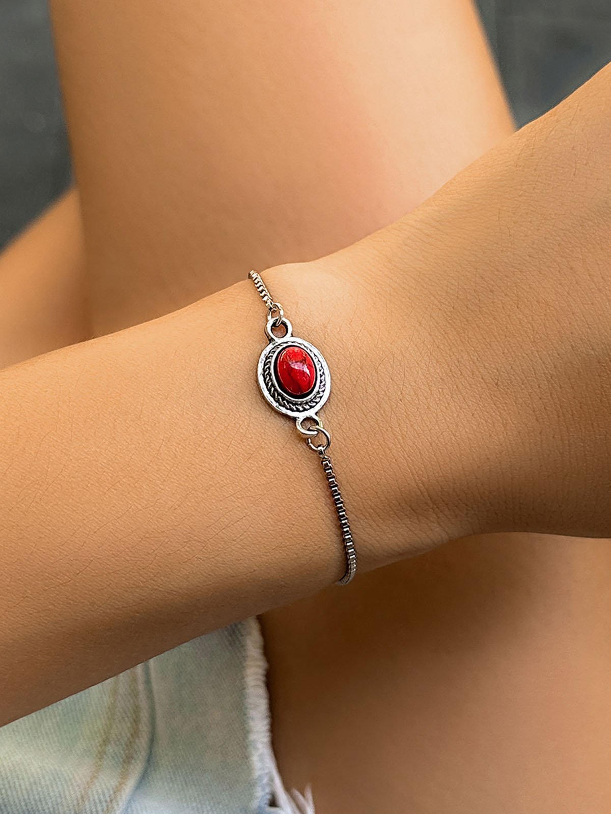 Vintage Pendant Adjustable Turquoise Bracelet