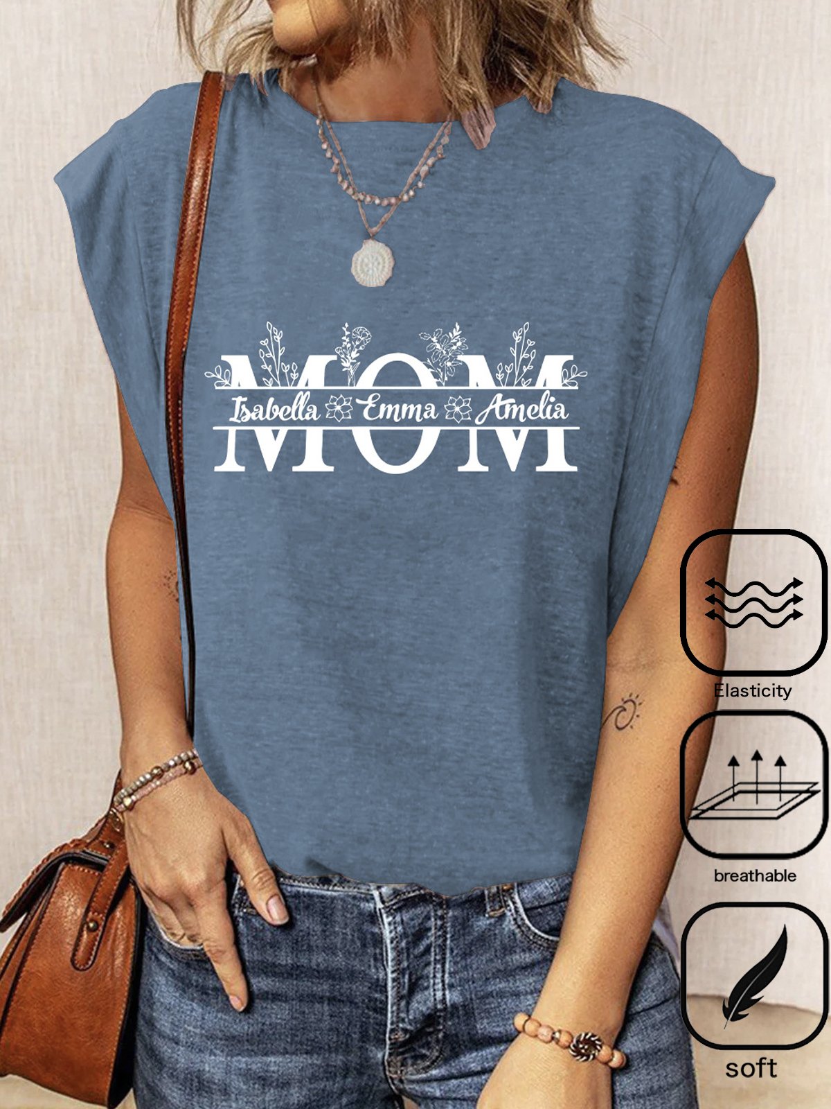 Cotton-Blend Crew Neck Casual T-Shirt