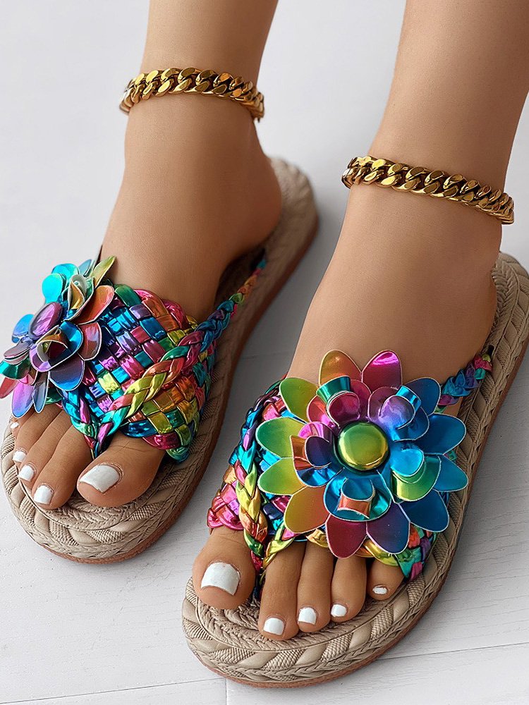 Pu Casual Summer Floral Slide Sandals