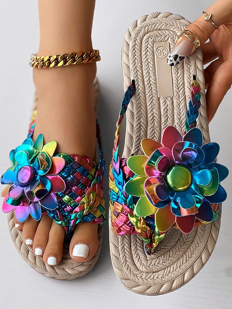 Pu Casual Summer Floral Slide Sandals