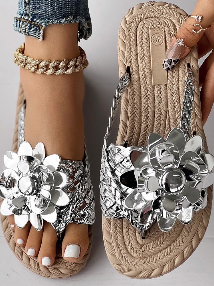 Pu Casual Summer Floral Slide Sandals