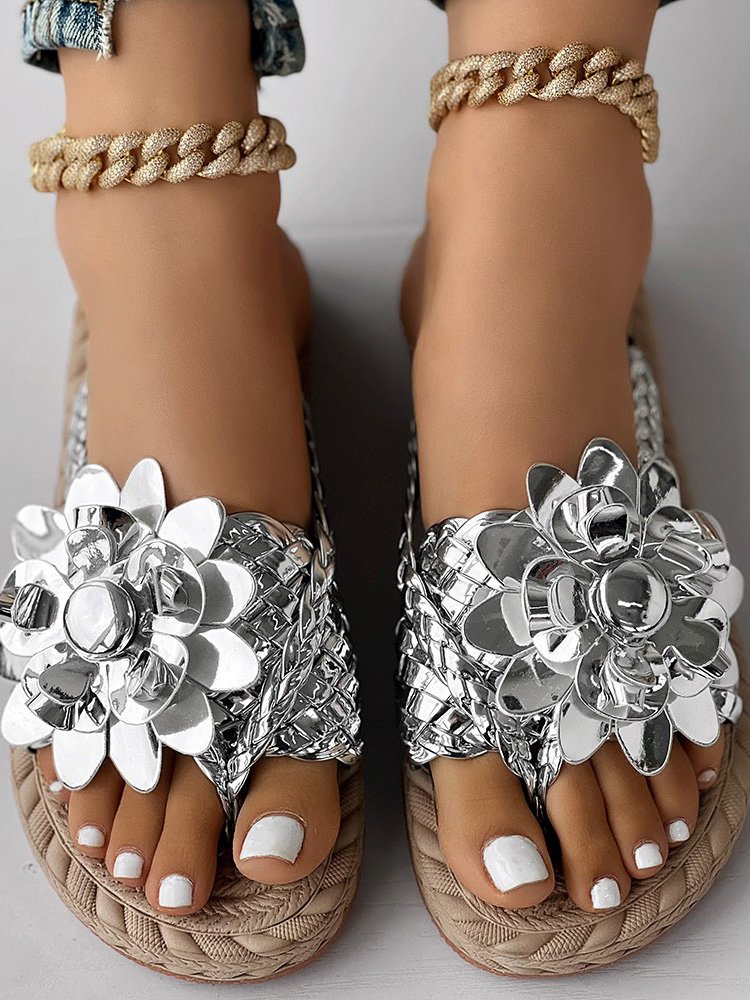 Pu Casual Summer Floral Slide Sandals
