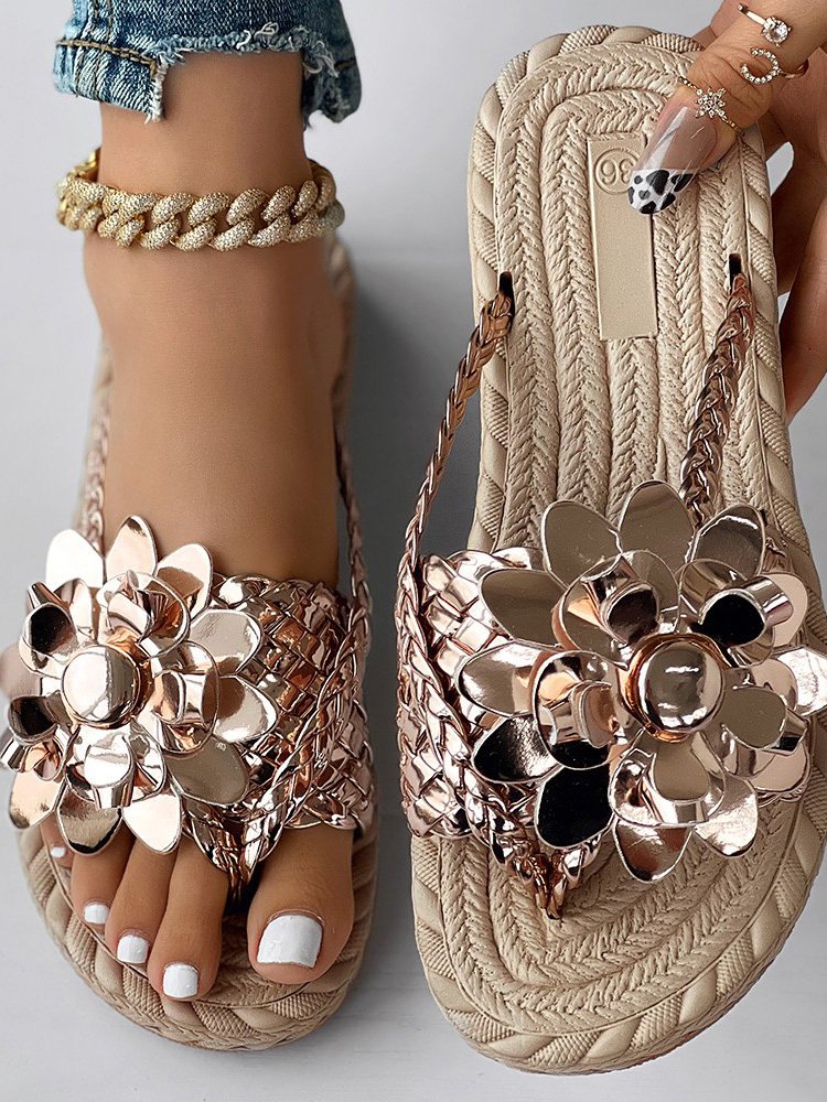 Pu Casual Summer Floral Slide Sandals