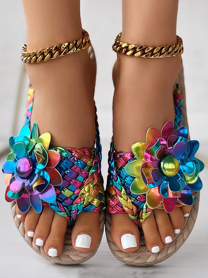 Pu Casual Summer Floral Slide Sandals