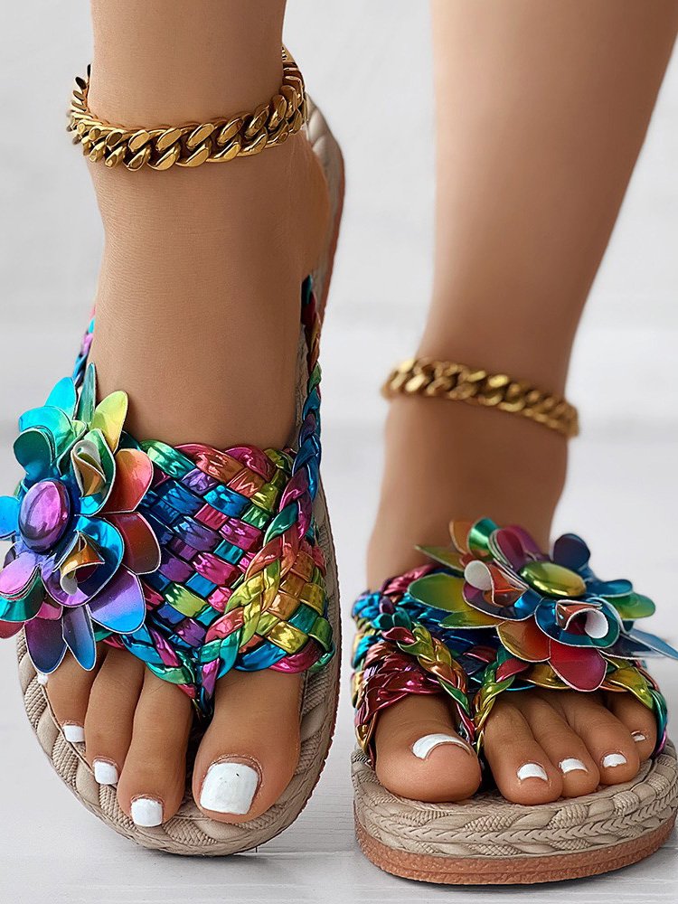 Pu Casual Summer Floral Slide Sandals