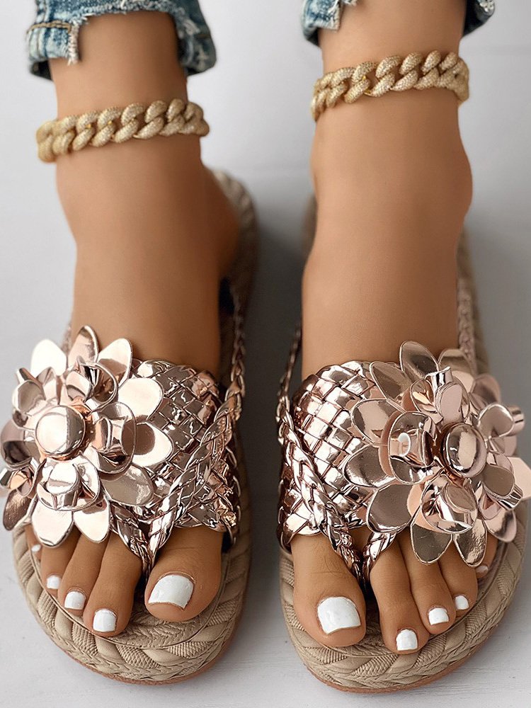 Pu Casual Summer Floral Slide Sandals