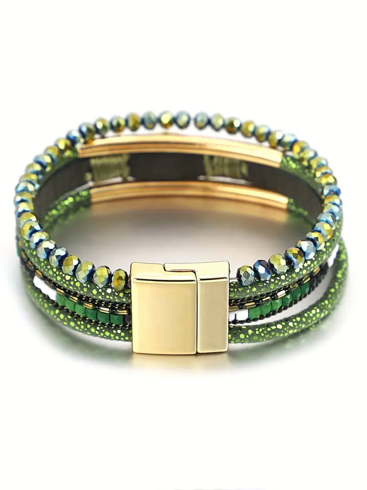 Bohemian Woven Leather Crystal Bracelet