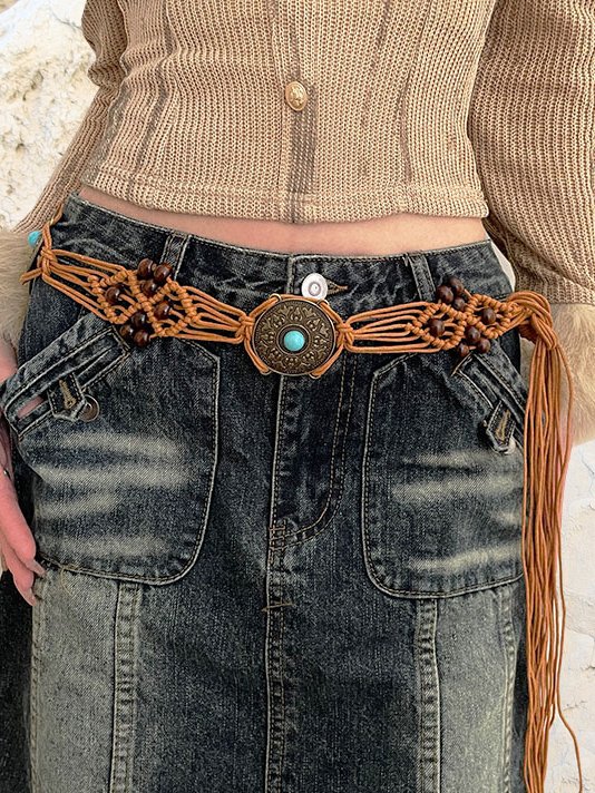 Woven Beaded Vintage Turquoise Belt