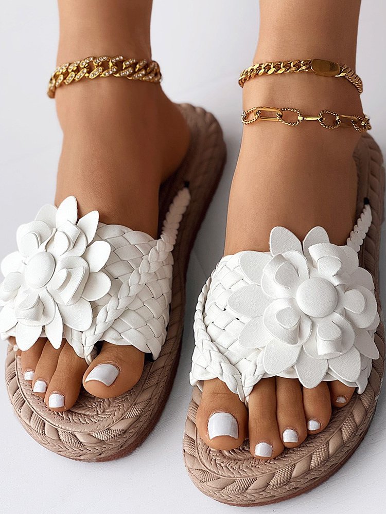 Pu Casual Summer Floral Slide Sandals