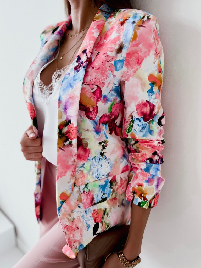 Casual Shawl Collar Floral Blazer
