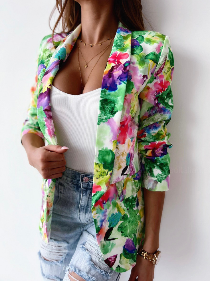 Casual Shawl Collar Floral Blazer