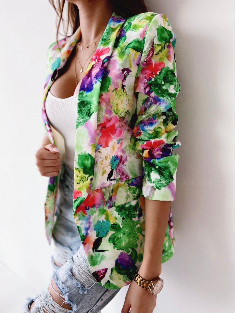 Casual Shawl Collar Floral Blazer
