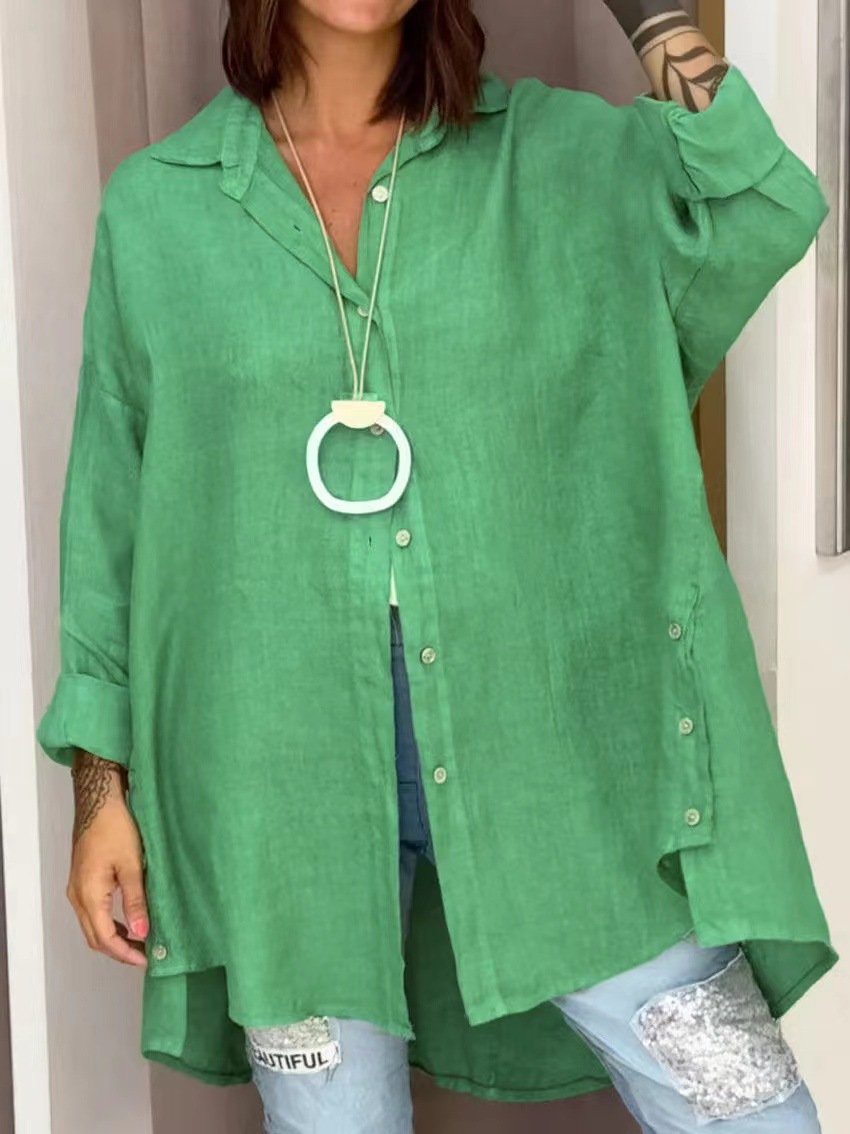 Loose Plain Casual Cotton Shirt