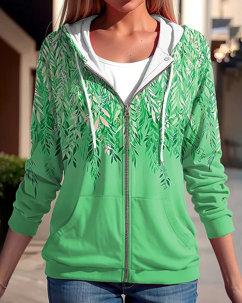 Casual Zipper Leaf Jacket