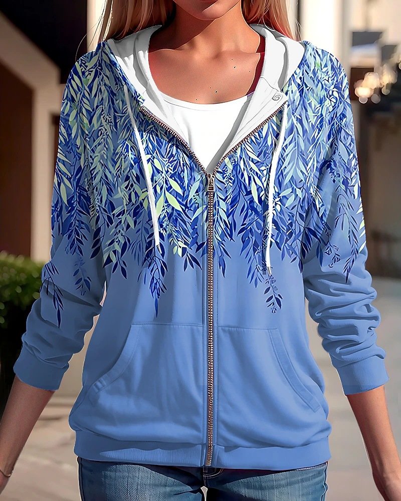 Casual Zipper Leaf Jacket