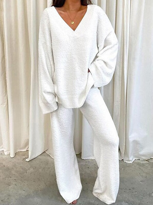 Casual Loose V Neck Two-Piece Set