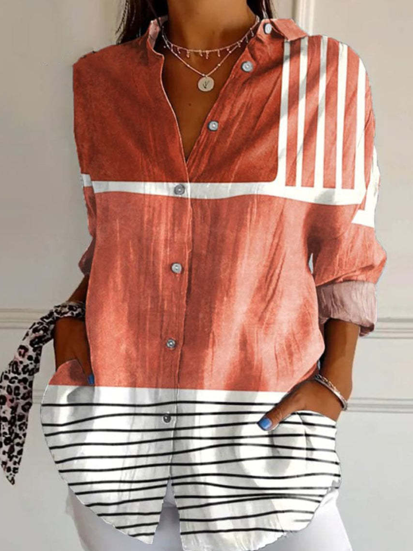 Women Floral Shirt Collar Long Sleeve Casual Daily Spring/Fall Shirt