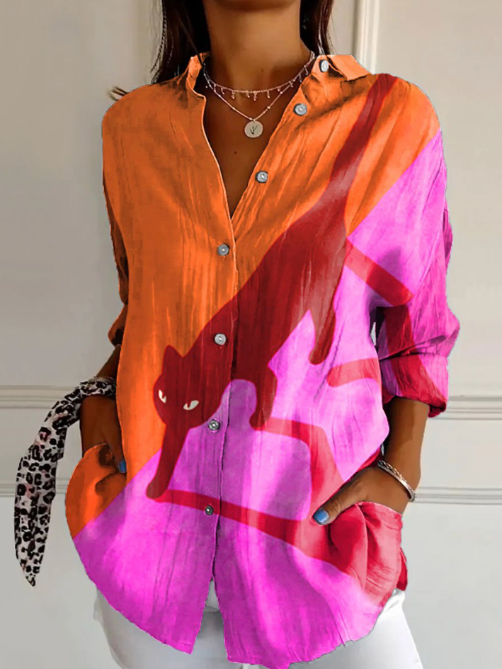 Women Floral Shirt Collar Long Sleeve Casual Daily Spring/Fall Shirt