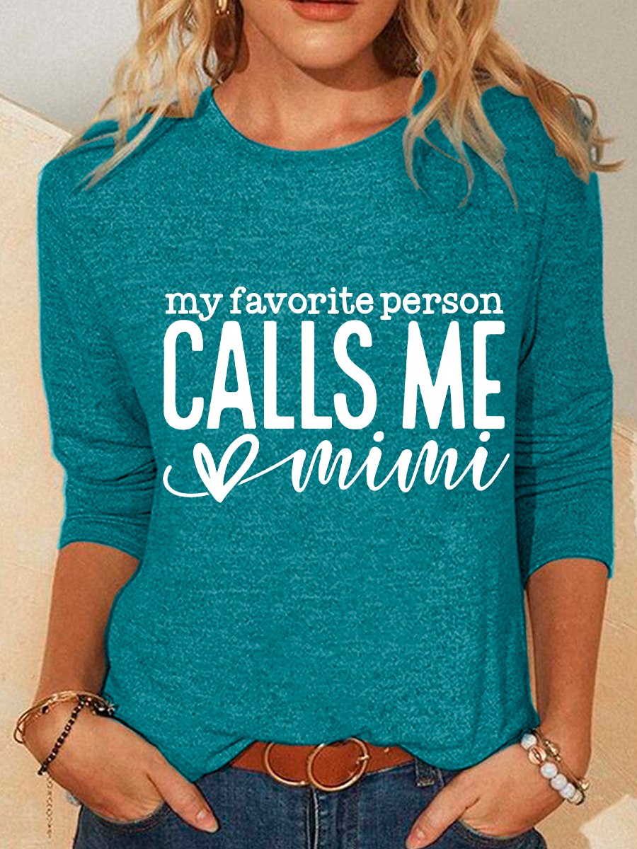 Women Text Letters Crew Neck Cotton-Blend Long Sleeve Casual Daily Spring/Fall Blouse