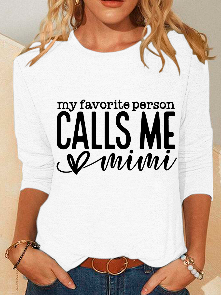 Women Text Letters Crew Neck Cotton-Blend Long Sleeve Casual Daily Spring/Fall Blouse