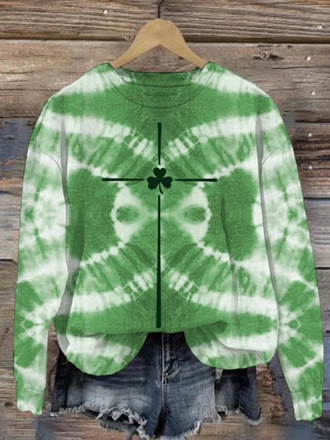 Women's Shamrock St. Patrick's Day Casual Crew Neck Loose Sweatshirt