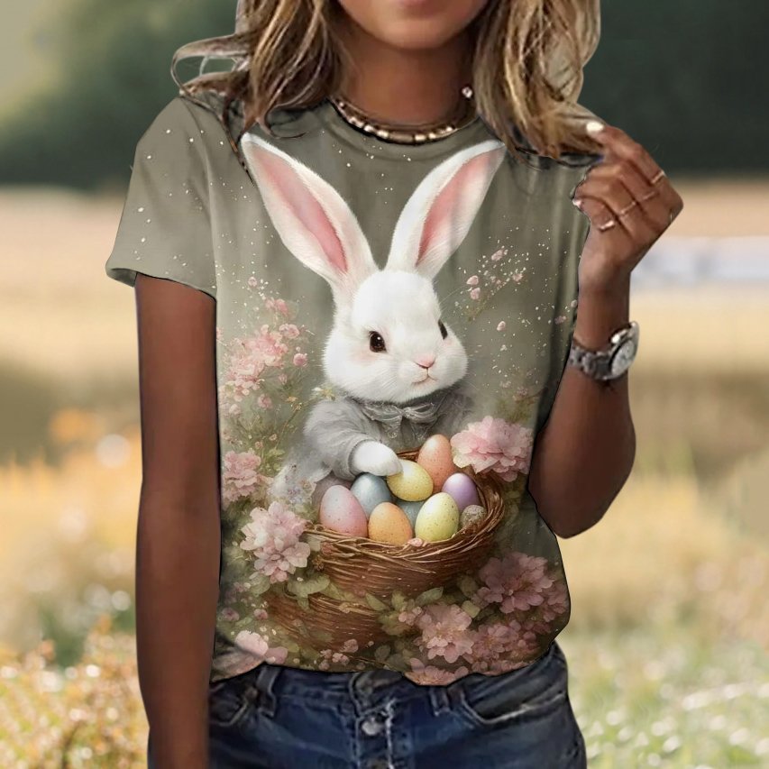 Painting Casual Crew Neck Cotton T-Shirt