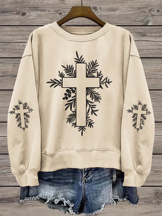 Women Floral Crew Neck Long Sleeve Casual Daily Spring/Fall Sweatshirt