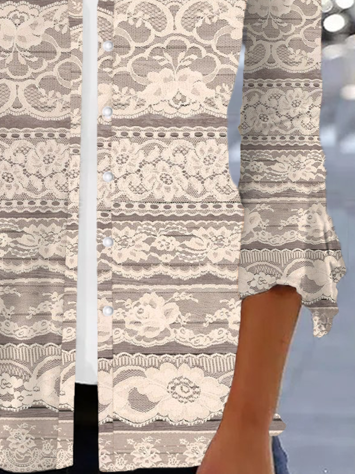 Women's Floral Print Casual Button-Down Long Sleeve Cardigan