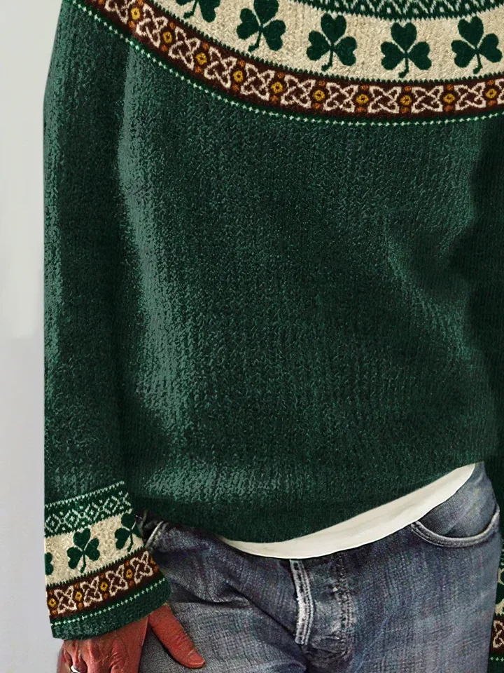 Women's St. Patrick's Day Shamrock Art Print Sweater