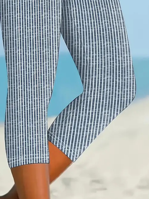 Women's Striped Print Casual Spring Leggings