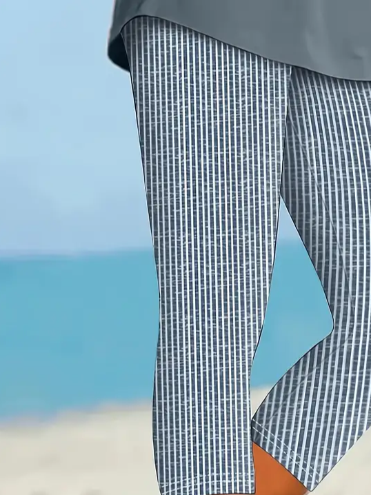 Women's Striped Print Casual Spring Leggings
