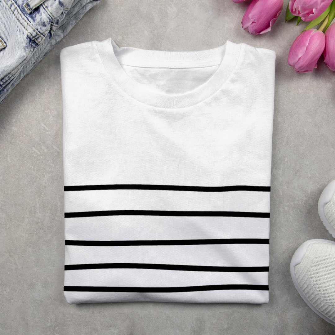 Women's Long Sleeve T-shirt Spring/Fall White Striped Printing Jersey Crew Neck Daily Going Out Casual Top