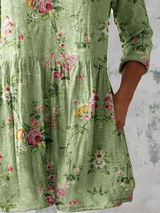 Women's Half Sleeve Blouse_ Summer Green Floral Printing V Neck Daily Going Out Casual Top